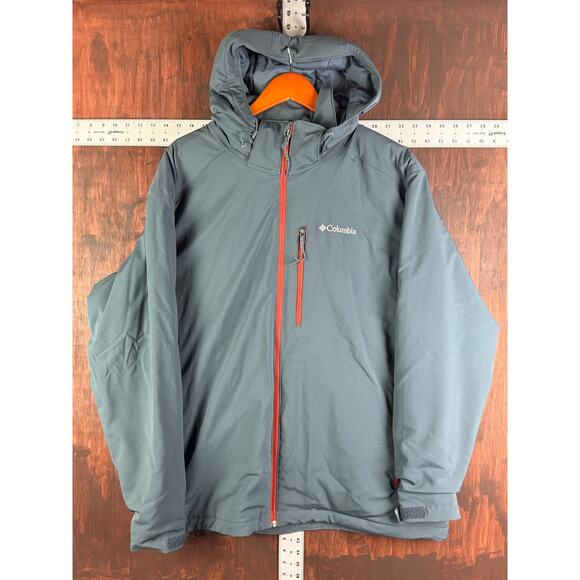 Columbia‎ Gate Racer Softshell Insulated Hooded Jacket WM3260 Blue Red Mens XL - Picture 2 of 7